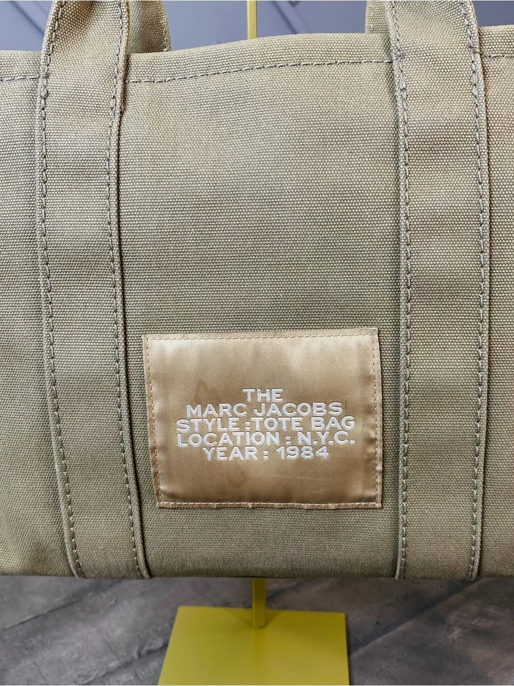 Authentic Marc Jacobs The Canvas Tote Bag Slate Green Khaki Crossbody Medium